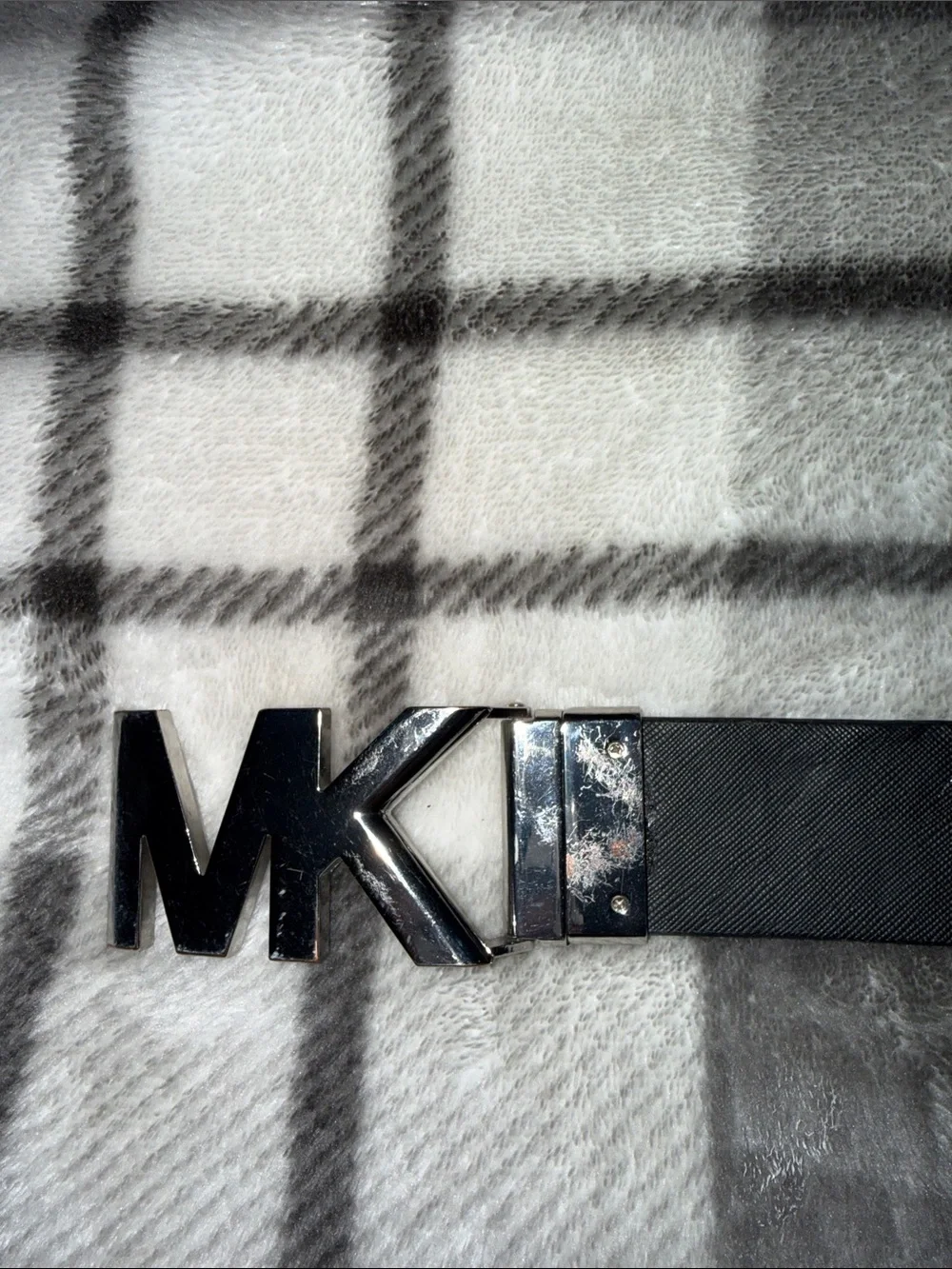 Michael Kors Black Leather Logo Buckle Belt reversible